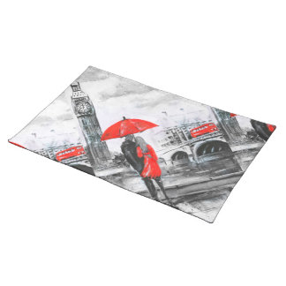 Love red and gray - umbrella cloth placemat