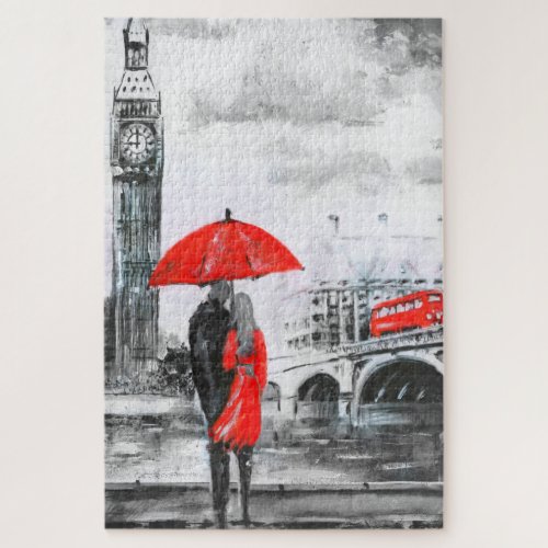 Love red and gray _ umbrella jigsaw puzzle