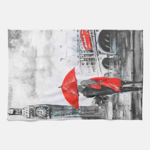 Love red and gray _ umbrella kitchen towel