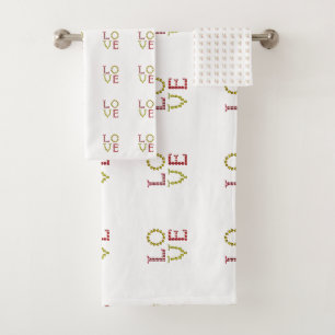 Love, Red and Yellow Bath Towel Set