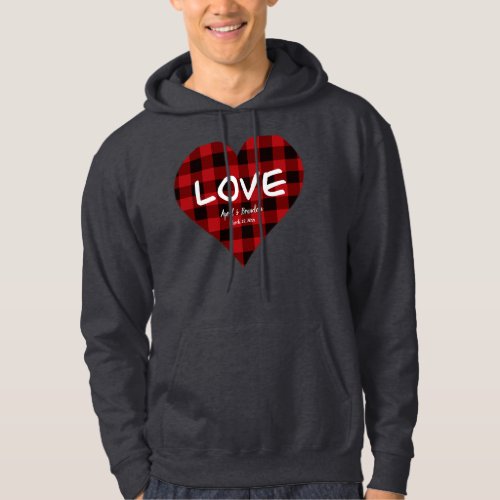 Love red buffalo plaid pattern valentine hoodie