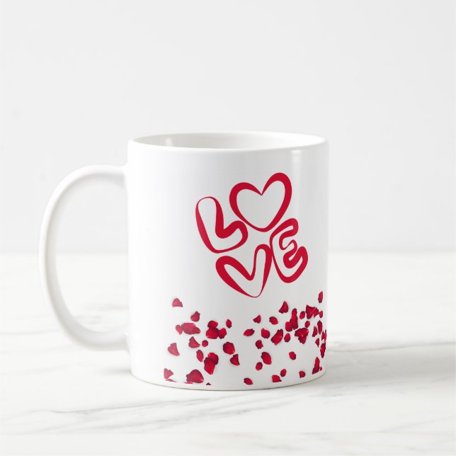 LOVE Red color petals  Coffee Mug (Left)