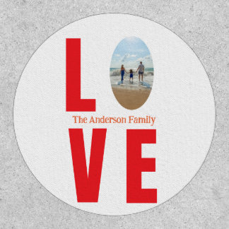 Love red family photo oval shape modern simple patch