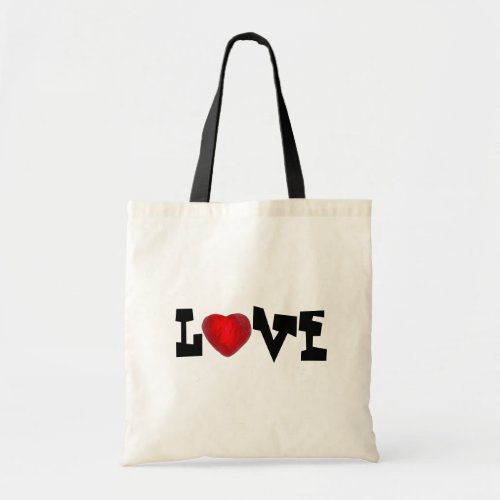 LOVE Red Foil Wrapped Candy Heart Valentines Day Tote Bag