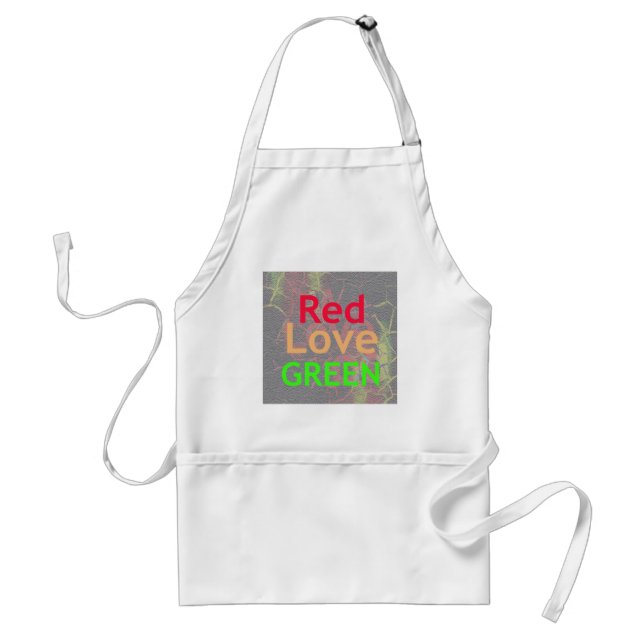 LOVE RED GOLDEN GREEN ADULT APRON (Front)