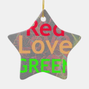 LOVE RED GOLDEN GREEN CERAMIC ORNAMENT