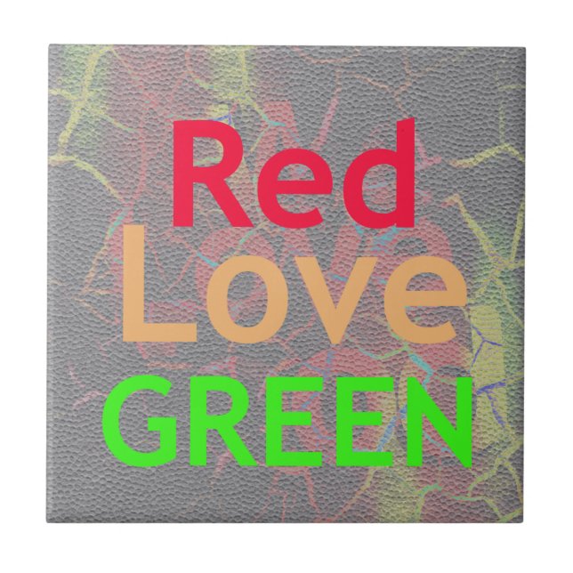 LOVE RED GOLDEN GREEN CERAMIC TILE (Front)