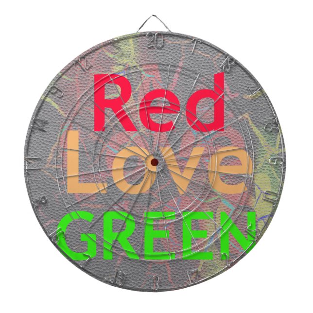 LOVE RED GOLDEN GREEN DART BOARD (Front)