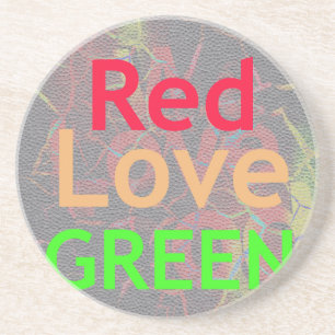 LOVE RED GOLDEN GREEN DRINK COASTER
