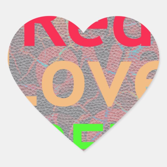 LOVE RED GOLDEN GREEN HEART STICKER (Front)