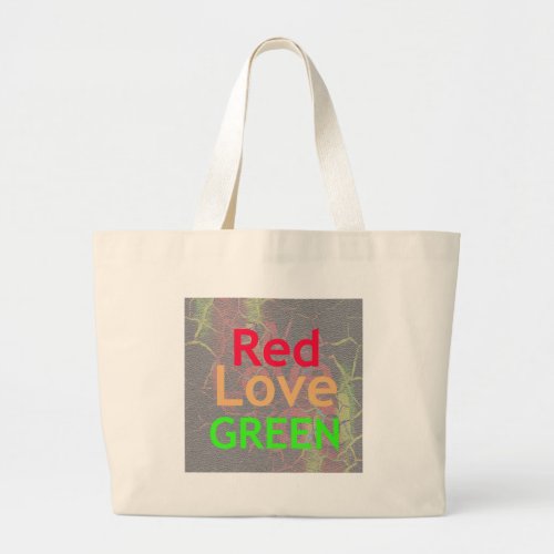 LOVE RED GOLDEN GREEN LARGE TOTE BAG