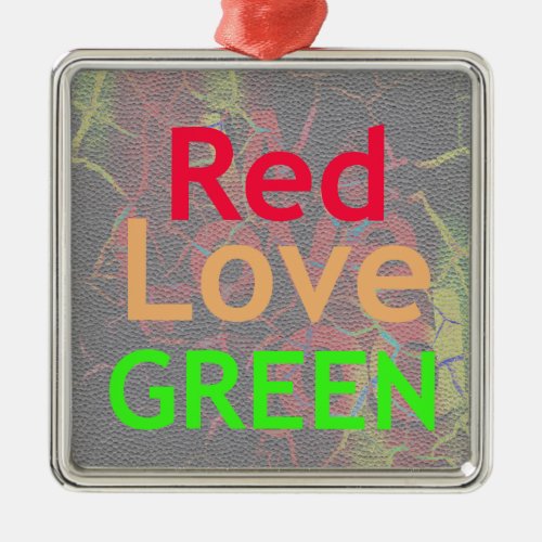 LOVE RED GOLDEN GREEN METAL ORNAMENT