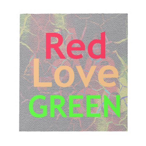 LOVE RED GOLDEN GREEN NOTEPAD