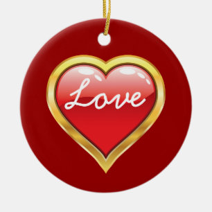 Love Red Golden Heart Valentine’s Day ornament