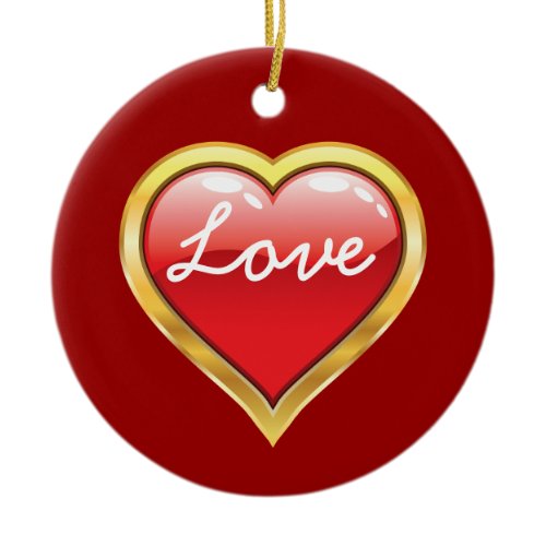 Love Red Golden Heart Valentine’s Day ornament
