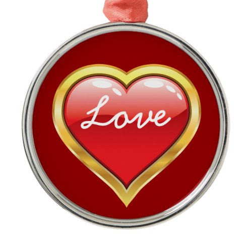Love Red Golden Heart Valentine’s Day ornament