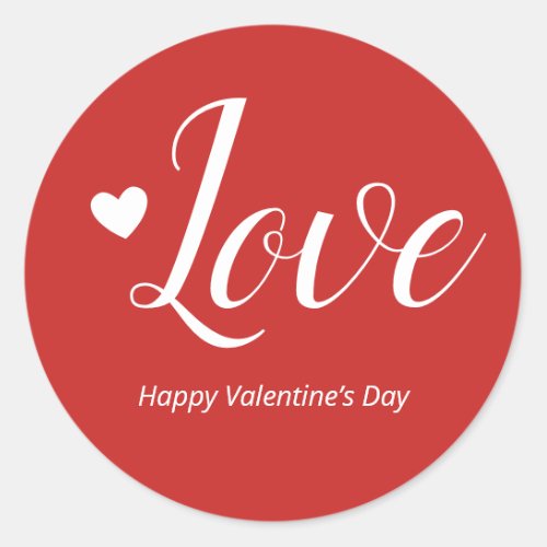 Love Red Happy Valentines Day Classic Round Sticker
