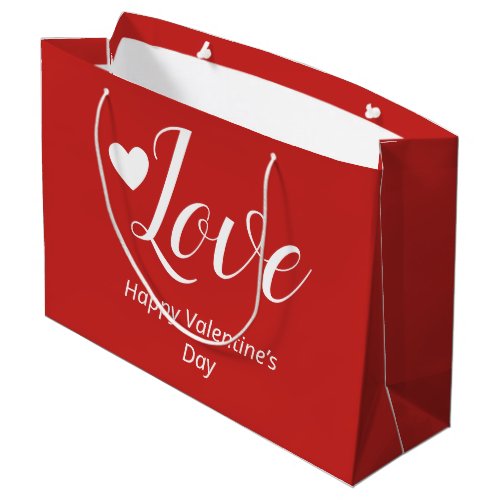 Love Red Happy Valentines Day Large Gift Bag