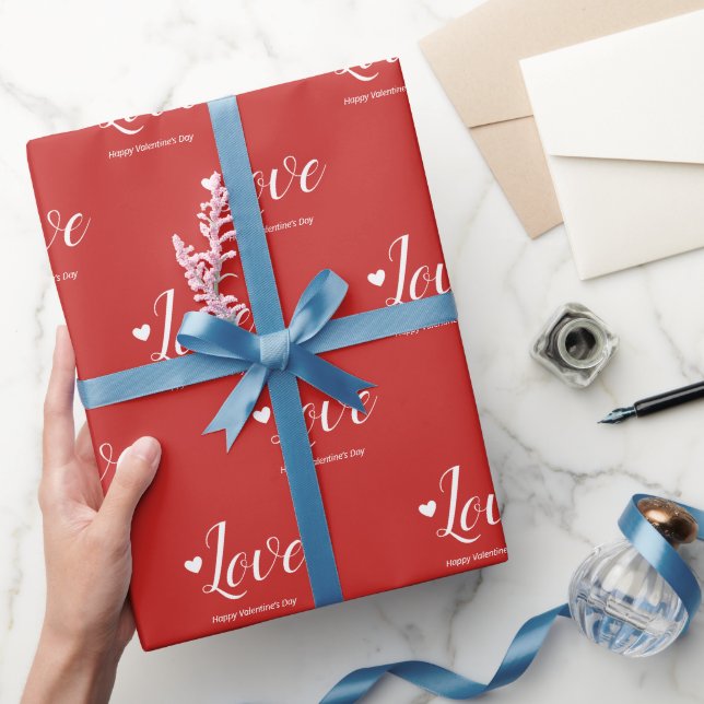 Love Red Happy Valentine’s Day Wrapping Paper (Gifting)