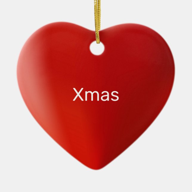 Love red heart and calligraphy ceramic ornament (Front)