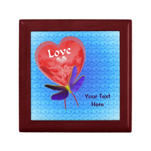 Love Red Heart Balloon Butterfly Keepsake Box