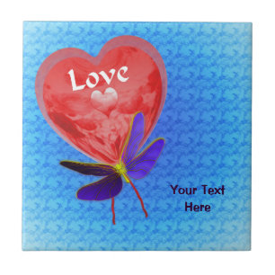 Love Red Heart Balloon Butterfly Tile