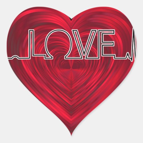 Love red heart beat EKG wave vector v2 Heart Sticker