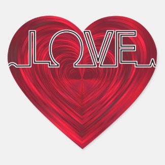 Love, red heart beat, EKG wave vector v2 Heart Sticker