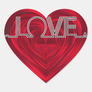 Love, red heart beat, EKG wave vector v2 Heart Sticker
