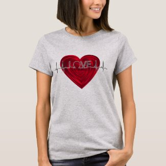 Love, red heart beat, EKG wave vector v2 T-Shirt