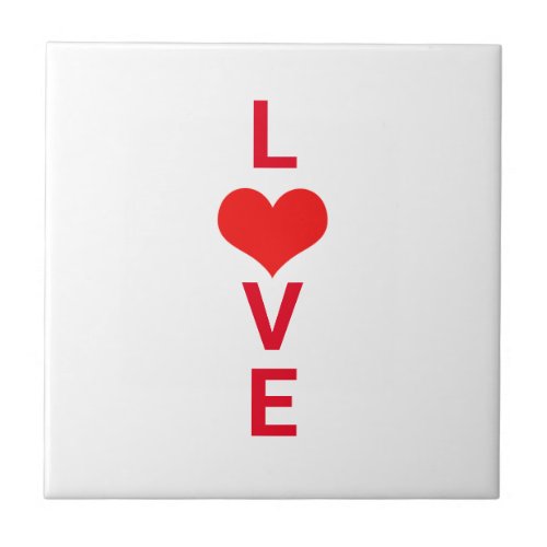 Love Red Heart Cute Valentines Day Birthdays Gift Ceramic Tile