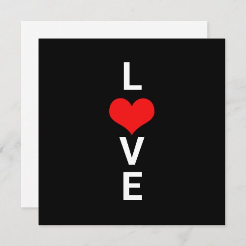 Love Red Heart Cute Valentines Day White Black Card