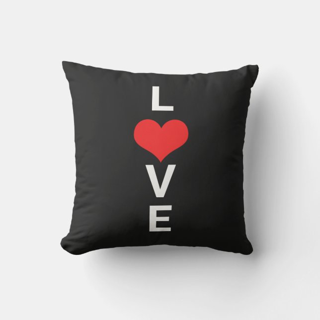 Love Red Heart Cute Valentine's Day White Black Outdoor Pillow (Front)