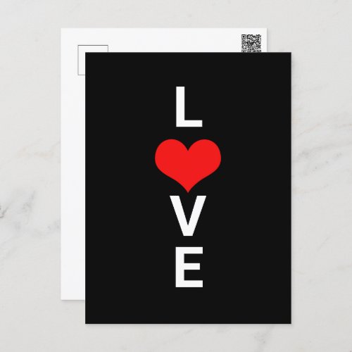 Love Red Heart Cute Valentines Day White Black  Postcard