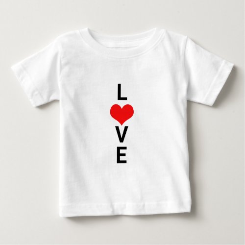 Love Red Heart Cute Valentines Day White Custom Baby T_Shirt