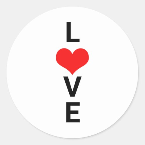 Love Red Heart Cute Valentines Day White Custom Classic Round Sticker