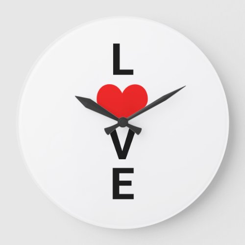 Love Red Heart Cute Valentines Day White Custom Large Clock