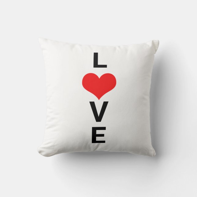 Love Red Heart Cute Valentine's Day White Custom Throw Pillow (Front)