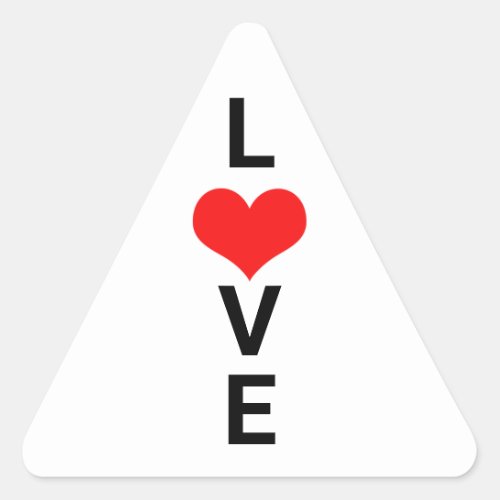Love Red Heart Cute Valentines Day White Custom Triangle Sticker