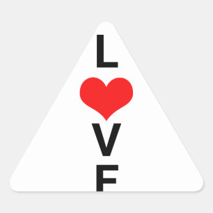 Love Red Heart Cute Valentine's Day White Custom Triangle Sticker