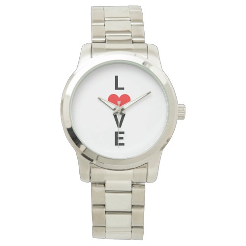Love Red Heart Cute Valentines Day White Custom Watch
