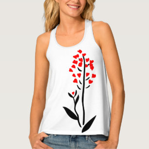Love red heart flower funny customizable tank top