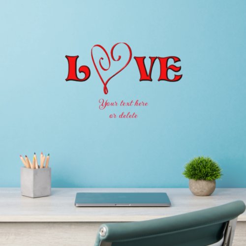 Love Red Heart Inspirational Personalized Wall Decal