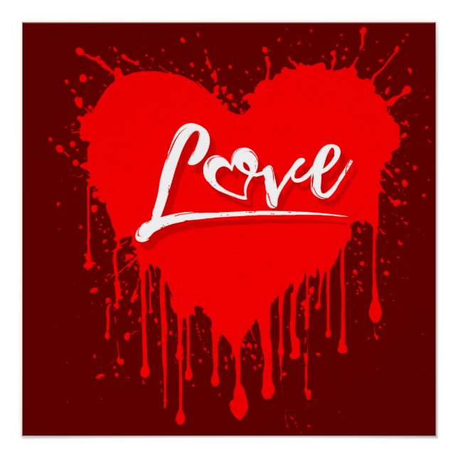 LOVE RED HEART MELTING VALENTINES DAY POSTER (Front)
