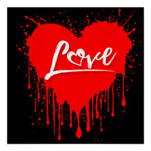 LOVE RED HEART MELTING VALENTINES DAY POSTER