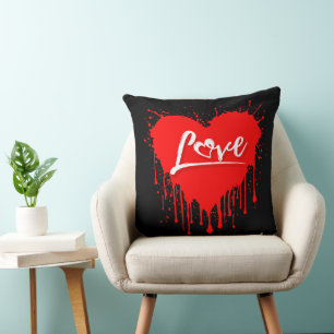 LOVE RED HEART MELTING VALENTINES DAY THROW PILLOW