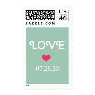 Mint Green Poppy Red Wedding Stamps