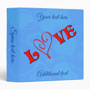 Love Red Heart Personalized 3 Ring Binder