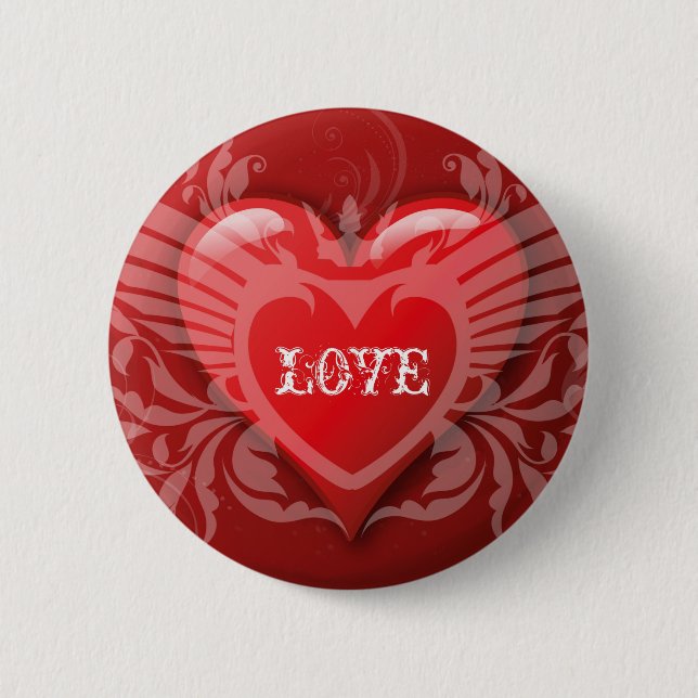 Love red heart pinback button (Front)