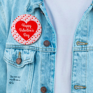 Love Red Heart Pink & Red Valentine Heart Pattern Button